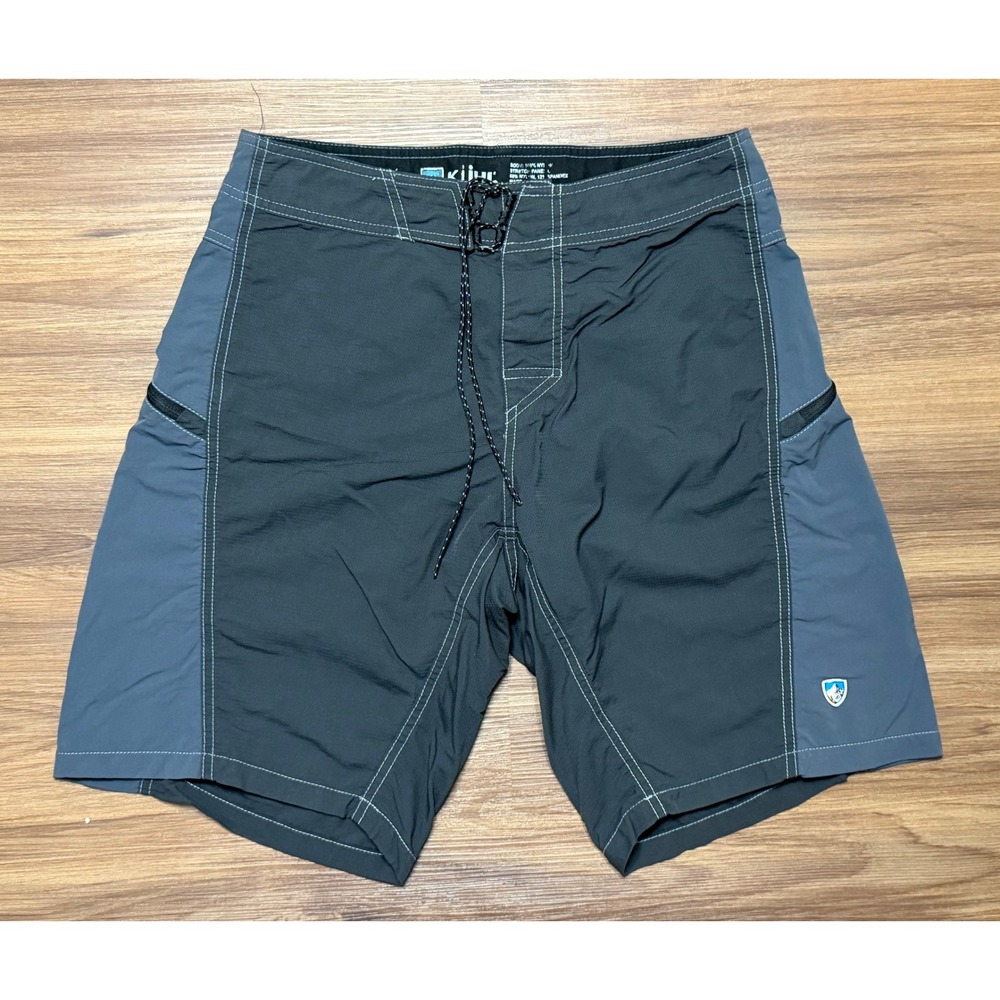 Kuhl Mutiny River Board Shorts Mens Gray Blue Hybrid Swim Trunks Hiking Sz 30